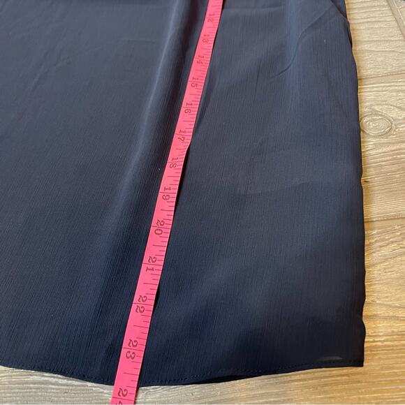 NWT J. CREW Flutter Cuff Crinkle Chiffon Top Blouse Peasant Navy Blue White sz M - Picture 5 of 8